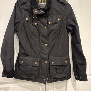 Barbour Black Utility Jacket with Gold Accents